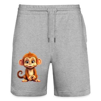 Niedlicher Affe für Kinder für Kinder - Stanley/Stella Unisex Bio Joggingshorts Trainer  - Grau meliert - Vorne - Nik (191cm) & Marisol (170cm)