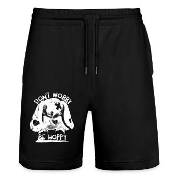 Ne vous inquiétez pas être Hoppy Monster Bunny lapin dire - Short de jogging bio TRAINER Stanley/Stella unisexe - noir - Devant - Nik (191cm) & Marisol (170cm)