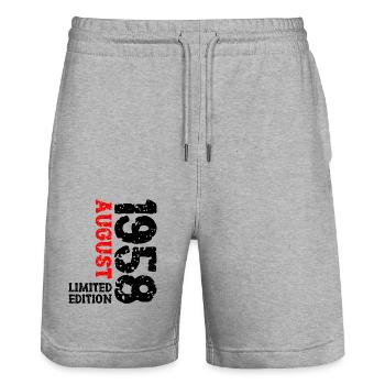 1958 August Limited Edition 65th Birthday Outfit - Stanley/Stella Trainer Unisex Organic Jogging Shorts - heather grey - Front - Nik (191cm) & Marisol (170cm)
