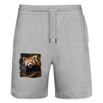 Little Panda realistic Red Panda Pandas - Stanley/Stella Trainer Unisex Organic Jogging Shorts - heather grey - Front - Nik (191cm) & Marisol (170cm)