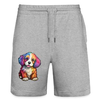 Puppy Dog Arc-en-ciel - Short de jogging bio TRAINER Stanley/Stella unisexe - gris chiné - Devant - Nik (191cm) & Marisol (170cm)
