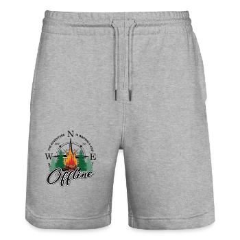 Offline Camping ist für Camper in der wilden Natur - Stanley/Stella Unisex Bio Joggingshorts Trainer  - Grau meliert - Vorne - Nik (191cm) & Marisol (170cm)