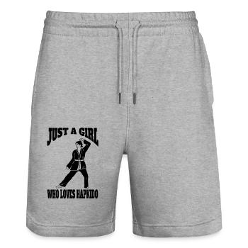 Hapkido Karate Kampfsport Judo Aikido Kampfkunst - Stanley/Stella Unisex Bio Joggingshorts Trainer  - Grau meliert - Vorne - Nik (191cm) & Marisol (170cm)
