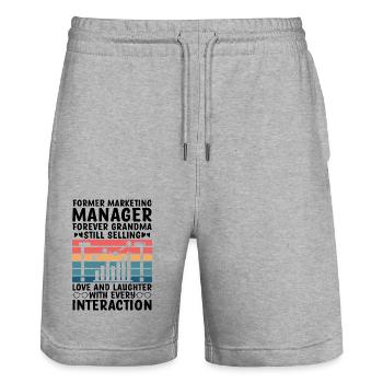 Pensionierte Oma Rentner Rentenvermarkter Marketi - Stanley/Stella Unisex Bio Joggingshorts Trainer  - Grau meliert - Vorne - Nik (191cm) & Marisol (170cm)