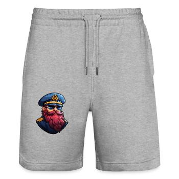 Matrose mit Bart - Stanley/Stella Unisex Bio Joggingshorts Trainer  - Grau meliert - Vorne - Nik (191cm) & Marisol (170cm)
