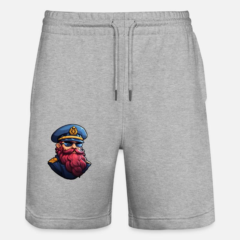 Matrose mit Bart - Stanley/Stella Unisex Bio Joggingshorts Trainer  - Grau meliert