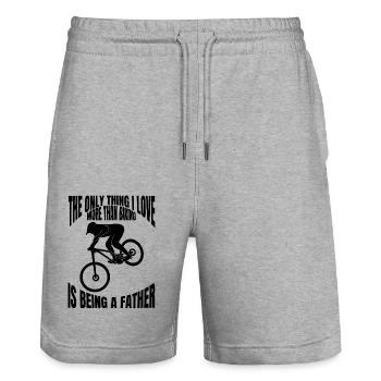 Radfahrer Fahrrad Radeln Fahrradfahrer Radfahren - Stanley/Stella Unisex Bio Joggingshorts Trainer  - Grau meliert - Vorne - Nik (191cm) & Marisol (170cm)