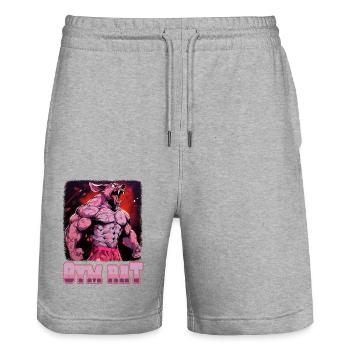 Gym Council Bodybuilding Weight Training Fun Fitness - Stanley/Stella Trainer Unisex Organic Jogging Shorts - heather grey - Front - Nik (191cm) & Marisol (170cm)