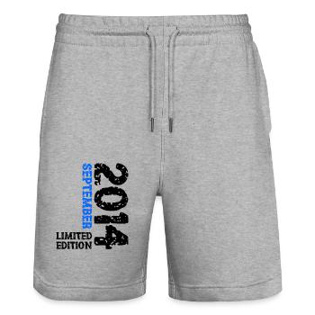 2014 Septembre Edition Limitée Décoration du 9ème anniversaire - Short de jogging bio TRAINER Stanley/Stella unisexe - gris chiné - Devant - Nik (191cm) & Marisol (170cm)