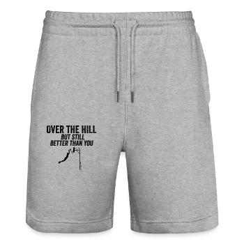 Lustig über den Hügel Basketball 30. 40. Geburtstag - Stanley/Stella Unisex Bio Joggingshorts Trainer  - Grau meliert - Vorne - Nik (191cm) & Marisol (170cm)