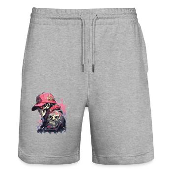 Totenkopf - Stanley/Stella Unisex Bio Joggingshorts Trainer  - Grau meliert - Vorne - Nik (191cm) & Marisol (170cm)