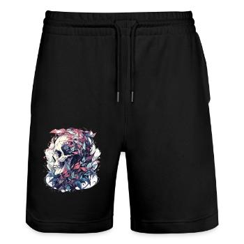 Crâne - Short de jogging bio TRAINER Stanley/Stella unisexe - noir - Devant - Nik (191cm) & Marisol (170cm)