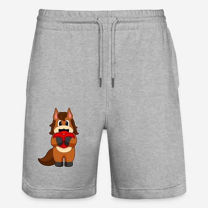 Pferd Herz - Stanley/Stella Unisex Bio Joggingshorts Trainer  - Grau meliert