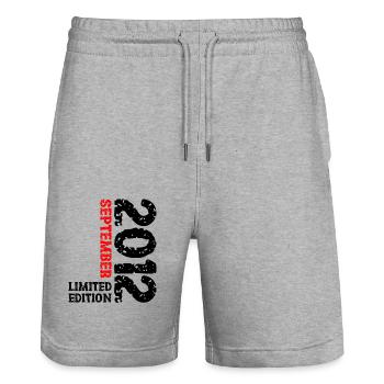 2012 Septembre Edition Limitée 11ème Anniversaire Décoration - Short de jogging bio TRAINER Stanley/Stella unisexe - gris chiné - Devant - Nik (191cm) & Marisol (170cm)