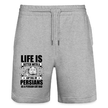 Perserkatze Katzenliebhaber Katzenbesitzer Perserlanghaar C - Stanley/Stella Unisex Bio Joggingshorts Trainer  - Grau meliert - Vorne - Nik (191cm) & Marisol (170cm)