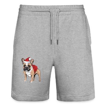 Noël bouledogue français - Short de jogging bio TRAINER Stanley/Stella unisexe - gris chiné - Devant - Nik (191cm) & Marisol (170cm)