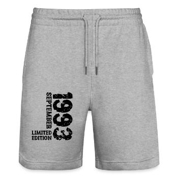 1993 September Limited Edition 30th Birthday Decoration - Stanley/Stella Trainer Unisex Organic Jogging Shorts - heather grey - Front - Nik (191cm) & Marisol (170cm)