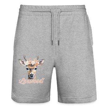 Lausmadl Mädchen Damen Trachtenshirt Kind Madl - Stanley/Stella Unisex Bio Joggingshorts Trainer  - Grau meliert - Vorne - Nik (191cm) & Marisol (170cm)