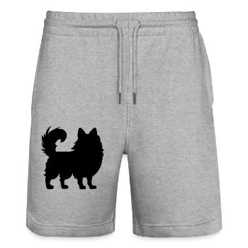 Pomeranian Zwergspitz - Stanley/Stella Unisex Bio Joggingshorts Trainer  - Grau meliert - Vorne - Nik (191cm) & Marisol (170cm)