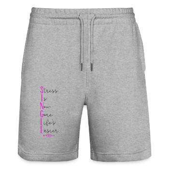 Happy Divorce Party Stress Is Now - Stanley/Stella Unisex Bio Joggingshorts Trainer  - Grau meliert - Vorne - Nik (191cm) & Marisol (170cm)