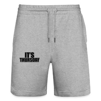 Funny Black Thursday Weekly Prank Day Cool Jokes - Stanley/Stella Trainer Unisex Organic Jogging Shorts - heather grey - Front - Nik (191cm) & Marisol (170cm)
