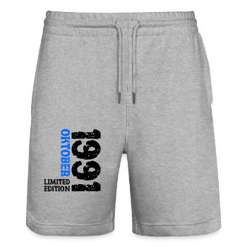 1991 Oktober Limited Edition 32. Geburtstag Deko - Stanley/Stella Unisex Bio Joggingshorts Trainer  - Grau meliert - Vorne - Nik (191cm) & Marisol (170cm)