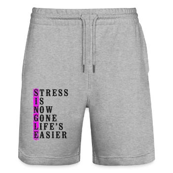 Happy Divorce Party Stress Is Now - Stanley/Stella Unisex Bio Joggingshorts Trainer  - Grau meliert - Vorne - Nik (191cm) & Marisol (170cm)