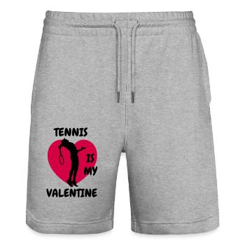 Tennis Club Tennis Player Tennis Tennis Lovers - Stanley/Stella Trainer Unisex Organic Jogging Shorts - heather grey - Front - Nik (191cm) & Marisol (170cm)