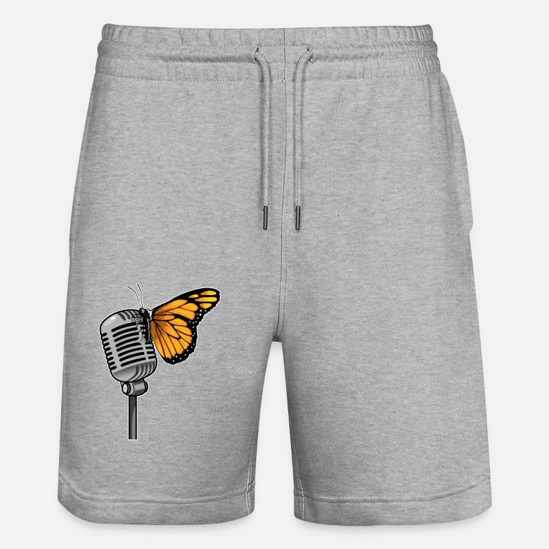 Butterfly Singer Microphone Musique - Short de jogging bio TRAINER Stanley/Stella unisexe - gris chiné