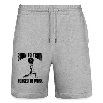 Fitness Sports Fitness Sports Bodybuilding Athletes - Stanley/Stella Trainer Unisex Organic Jogging Shorts - heather grey - Front - Nik (191cm) & Marisol (170cm)