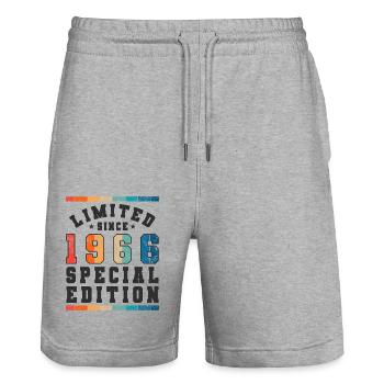 Limited Edition since 1966 Geburtstag Geschenk - Stanley/Stella Unisex Bio Joggingshorts Trainer  - Grau meliert - Vorne - Nik (191cm) & Marisol (170cm)