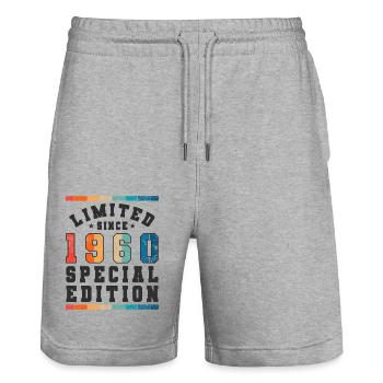Limited Edition since 1960 Geburtstag Geschenk - Stanley/Stella Unisex Bio Joggingshorts Trainer  - Grau meliert - Vorne - Nik (191cm) & Marisol (170cm)