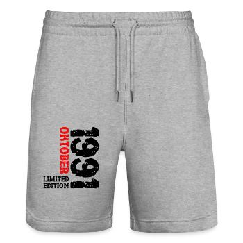 1991 Oktober Limited Edition 32. Geburtstag Deko - Stanley/Stella Unisex Bio Joggingshorts Trainer  - Grau meliert - Vorne - Nik (191cm) & Marisol (170cm)