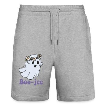 Halloween Spooky Ghost Boo Jee Boo - Stanley/Stella Trainer Unisex Organic Jogging Shorts - heather grey - Front - Nik (191cm) & Marisol (170cm)