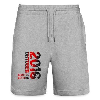 2016 Oktober Limited Edition 7. Geburtstag Deko - Stanley/Stella Unisex Bio Joggingshorts Trainer  - Grau meliert - Vorne - Nik (191cm) & Marisol (170cm)