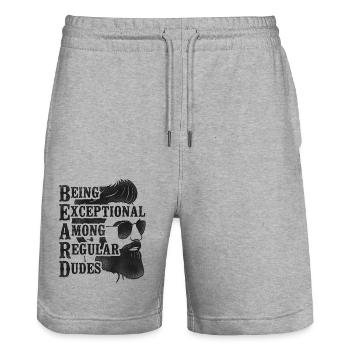 Amant de barbe Homme barbu Être - Short de jogging bio TRAINER Stanley/Stella unisexe - gris chiné - Devant - Nik (191cm) & Marisol (170cm)