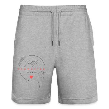 Tollste Schwester der Welt - Stanley/Stella Unisex Bio Joggingshorts Trainer  - Grau meliert - Vorne - Nik (191cm) & Marisol (170cm)