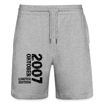 2007 Oktober Limited Edition 16. Geburtstag Deko - Stanley/Stella Unisex Bio Joggingshorts Trainer  - Grau meliert - Vorne - Nik (191cm) & Marisol (170cm)