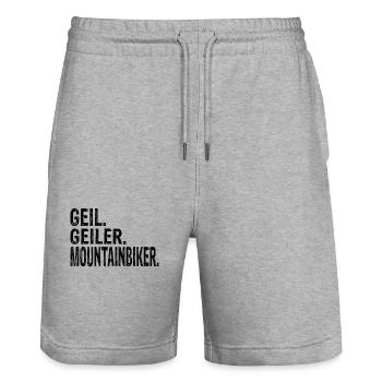 Mountainkbiker Downhill Mountainbike Mtb - Stanley/Stella Unisex Bio Joggingshorts Trainer  - Grau meliert - Vorne - Nik (191cm) & Marisol (170cm)