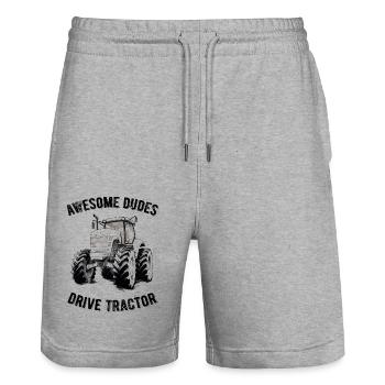 Tolle Kerle Fahren Traktor Bauer Landwirt Geschenk - Stanley/Stella Unisex Bio Joggingshorts Trainer  - Grau meliert - Vorne - Nik (191cm) & Marisol (170cm)