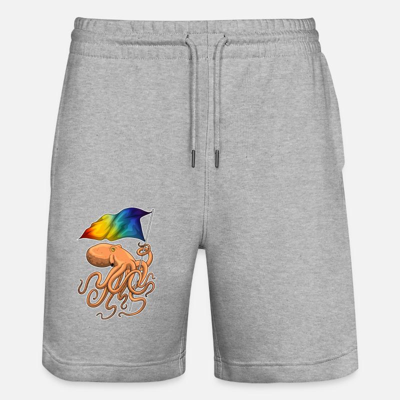 Drapeau arc-en-ciel Octopus - Short de jogging bio TRAINER Stanley/Stella unisexe - gris chiné