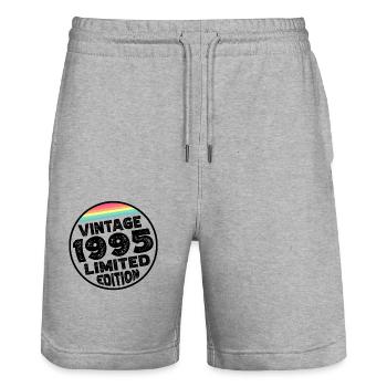 Vintage 1995 Birthday Gift Birthday Party - Stanley/Stella Trainer Unisex Organic Jogging Shorts - heather grey - Front - Nik (191cm) & Marisol (170cm)
