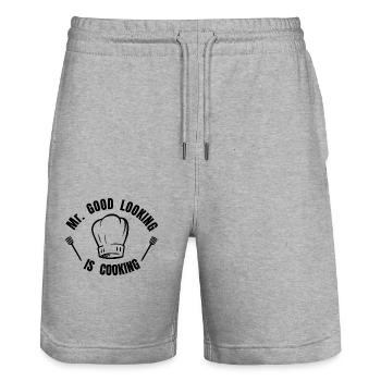 Mr. good looking is cooking - Koch kochen Küche - Stanley/Stella Unisex Bio Joggingshorts Trainer  - Grau meliert - Vorne - Nik (191cm) & Marisol (170cm)