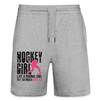 Hockey sur gazon Fille de hockey comme une - Short de jogging bio TRAINER Stanley/Stella unisexe - gris chiné - Devant - Nik (191cm) & Marisol (170cm)