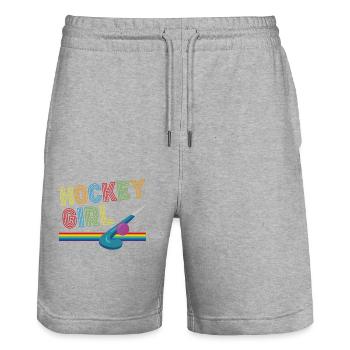 Hockey sur gazon Retro Hockey Fille - Short de jogging bio TRAINER Stanley/Stella unisexe - gris chiné - Devant - Nik (191cm) & Marisol (170cm)