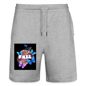 Fall Herbst Designer T-shirt - Stanley/Stella Unisex Bio Joggingshorts Trainer  - Grau meliert - Vorne - Nik (191cm) & Marisol (170cm)