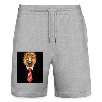 Löwen Designer T-Shirt - Stanley/Stella Unisex Bio Joggingshorts Trainer  - Grau meliert - Vorne - Nik (191cm) & Marisol (170cm)