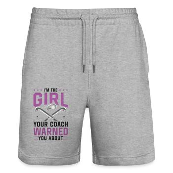 Hockey sur gazon Je suis la fille de votre - Short de jogging bio TRAINER Stanley/Stella unisexe - gris chiné - Devant - Nik (191cm) & Marisol (170cm)