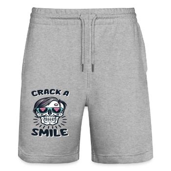 Skulls Crack A Smile Totenkopf Skull - Stanley/Stella Trainer Unisex Organic Jogging Shorts - heather grey - Front - Nik (191cm) & Marisol (170cm)