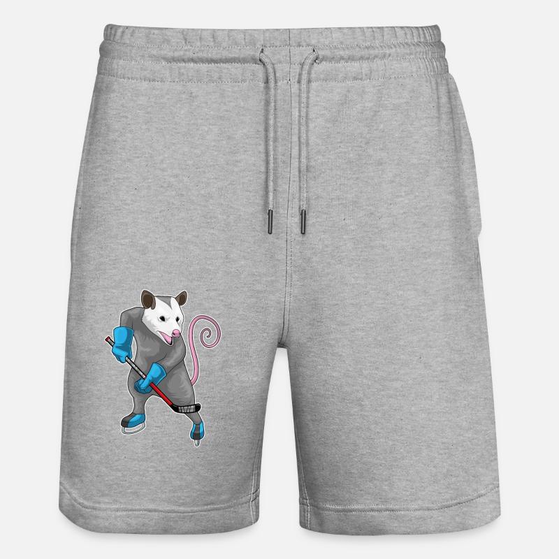Beutelratte Eishockey Eishockeyschläger - Stanley/Stella Unisex Bio Joggingshorts Trainer  - Grau meliert
